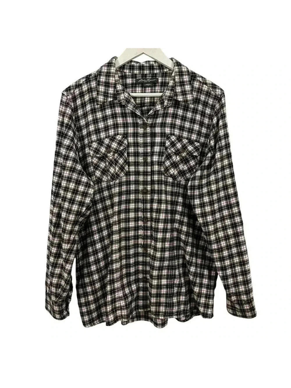 Eddie Bauer Women’s Plaid Button Down Long Sleeve Top Size XL